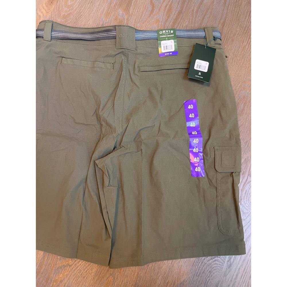 Orvis Mens Cargo Shorts Olive Night Green Size 40 Stretch Belted Tech Hiking NEW - Picture 6 of 6